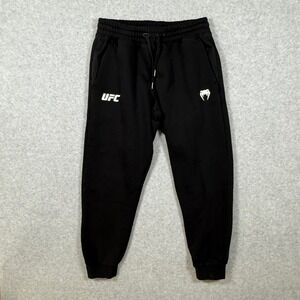 UFC Venum Mens Large Black Logo Fleece Joggers Sweatpants Training Pants Size L